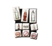Nostalgic-Art, Juego de Imanes Retro, Coca-Cola - Bottles - Regalo Aficionados a la Coke, Decoración para la Nevera, Diseño Vintage, 9 Unidades