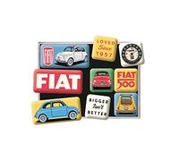 Nostalgic-Art Juego de Imanes Retro Fiat 500 - Since 1957 - Regalo para Aficionados a Coches, Decoración para la Nevera, Diseño Vintage, 9 Unidades, 9
