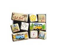 Nostalgic-Art Juego de Imanes Retro, VW Bulli T1 - Get Lost - Regalo de Furgoneta Volkswagen, Decoración para la Nevera, Diseño Vintage, 9 Unidades