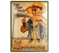 Nostalgic-Art LänderBier Vetriebs - Placa metálica Decorativa (30 x 40 cm), diseño de Agricultor con Texto en alemán