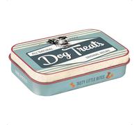 Nostalgic-Art Lata de golosinas Retro de 6 x 9,5 x 2 cm, diseño de Huellas de Perro, Color Azul