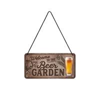 Nostalgic-Art Cartel colgante retro, Welcome to the Beer Garden -Idea de regalo para aficionados a cerveza, metálico, Diseño vintage, 10 x 20 cm, 28056