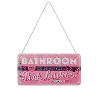 Nostalgic-Art Letrero colgante retro, 10 x 20 cm, Grease - Pink Ladies Bathroom - Idea de regalo para amantes del cine, Official License Product (OLP), de metal, diseño vintage