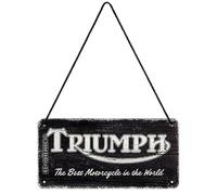 Nostalgic-Art Cartel Colgante Retro, Triumph - Logo Black - Idea de Regalo para Amantes as Motos, metálico, Diseño Vintage para decoración, 10 x 20 cm