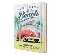 Nostalgic-Art Libreta retro, A5, VW Bulli - Beach - Idea de regalo de furgoneta Volkswagen, Official License Product (OLP), cuaderno puntuado, diseño vintage