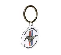 Nostalgic-Art Llavero retro, Ø 4 cm, Ford Mustang - Horse & Stripes Logo - Idea de regalo para fans de Ford, Official License Product (OLP), de metal, diseño vintage