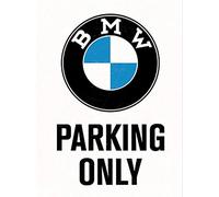Nostalgic-Art Parking Only White - Idea de Regalo para Fans de BMW, de Metal, diseño Vintage, 8x6x0.1 cm