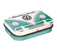 Nostalgic-Art Pastillero retro 4 x 6 x 1,6 cm, VW Bulli - Adventure Awaits - Idea de regalo Volkswagen Bus con grageas de menta vintage