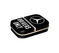 Nostalgic-Art Pastillero retro de 4 x 6 x 1,6 cm, Mercedes-Benz - Drivers Only - Idea de regalo para los fans de Mercedes-Benz, producto original con licencia (OLP), con grageas de menta vintage
