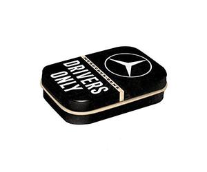 Nostalgic-Art Pastillero retro de 4 x 6 x 1,6 cm, Mercedes-Benz - Drivers Only - Idea de regalo para los fans de Mercedes-Benz, producto original con licencia (OLP), con grageas de menta vintage