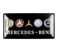 Nostalgic-Art Placa metálica retro de Mercedes-Benz - Logo Evolution - Idea de regalo para los fans de los accesorios del coche de metal, decoración vintage 25 x 50 cm