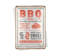 Nostalgic-Art Postal metálica retro, 10 x 14 cm, BBQ Rules - Idea de regalo para fans de las barbacoas, de metal, tarjeta metálica mini de felicitación