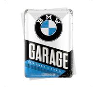 Nostalgic-Art Postal metálica Retro, 10 x 14 cm, BMW - Garage - Idea de Regalo para Fans de BMW, Official License Product (OLP), de Metal, diseño Vintage