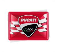 Nostalgic-Art Postal metálica retro, 10 x 14 cm, Ducati Corse - Logo Racing Flag - Idea de regalo para moteros, Official License Product (OLP), de metal, diseño vintage