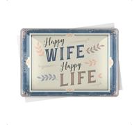Nostalgic-Art Postal metálica retro, 10 x 14 cm, Happy Wife Happy Life - Idea de regalo con frase, de metal, diseño vintage