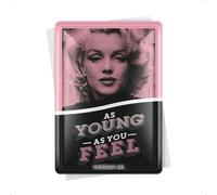 Nostalgic-Art Postal metálica Retro, 10 x 14 cm, Marilyn - As Young As You Feel - Idea de Regalo para Amantes del Cine, Official License Product (OLP), de Metal, diseño Vintage
