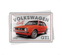 Nostalgic-Art Postal metálica retro, 10 x 14 cm, VW Golf - GTI 1976 - Idea de regalo de furgoneta Volkswagen, Official License Product (OLP), de metal, tarjeta metálica mini de felicitación
