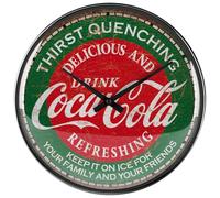 Nostalgic-Art Reloj de Pared Retro, Ø 31 cm, Coca-Cola - Thirst Quenching Green - Idea de Regalo para Fans de Coca-Cola, Official License Product (OLP), Gran decoración para la Cocina, diseño Vintage