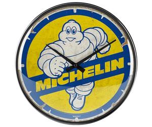 Nostalgic-Art Reloj de Pared Retro, Ø 31 cm, Michelin - Bibendum 80s - Idea de Regalo para Amantes del Motor, Gran decoración para la Cocina, diseño Vintage