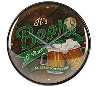 Nostalgic-Art Reloj Retro de Pared, Ø 31 cm, Beer O' Clock - Idea de Regalo para Amantes a Cerveza, Gran decoración, Diseño Vintage