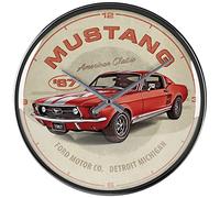 Nostalgic-Art Reloj Retro de Pared, Ø 31 cm, Ford Mustang - GT 1967 Red - Idea de Regalo para Amantes de Coches, Gran decoración, Diseño Vintage