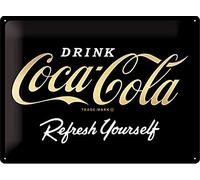 Nostalgic-Art Retro Blechschild Coca-Cola - Logo Negro - Idea de Regalo para los Fans de la Coke, De Metal, Diseño Vintage para decoración, 30 x 40 cm