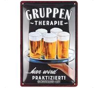 Nostalgic-Art Retro Blechschild Terapia de Grupo Idea de Regalo para los Amantes de la Cerveza, De Metal, Diseño Vintage con Frase, 20 x 30 cm
