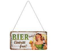 Nostalgic-Art Retro Hängeschild Entrada Gratuita - Idea de Regalo para los Amantes de la Cerveza, De Metal, Diseño Vintage con Frase, 10 x 20 cm