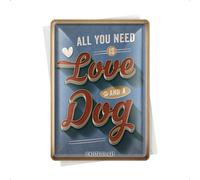 Nostalgic-Art Tarjeta de felicitación Retro Patas, Regalo para dueños de Perros, Postal de Chapa, Cartel de Pata - Love Dog, 10 x 14 cm