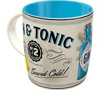Nostalgic-Art Taza de café, 330 ml, Gin & Tonic Served Cold - Idea de regalo como accesorio de bar, taza de cerámica, diseño vintage