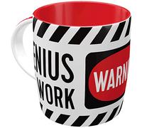 Nostalgic-Art Taza de café Retro, Achtung - Genius at Work - Idea de Regalo para Gamers, Divertido diseño Vintage con Frase, cerámica, 330 ml