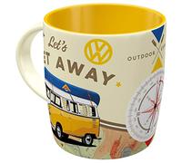 Nostalgic-Art Taza de café Retro Bulli T1 - Let's Get Away - Idea de Regalo de Furgoneta Volkswagen, Cerámica, Diseño Vintage, 1 Unidad (Paquete de 1)
