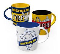 Nostalgic-Art Taza de café retro (juego de 3), 317.5 g, Amazon (3er-Set) - Michelin Set 3 - Idea de regalo para los fanáticos del motor, producto con licencia oficial (OLP), taza de cerámica, diseño