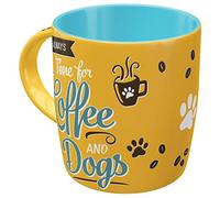 Nostalgic-Art Taza de café retro, PfotenSchild - Coffee and Dogs - Idea de regalo para los dueños de perros, Diseño vintage, cerámica, 330 ml
