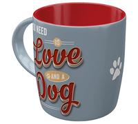 Nostalgic-Art Taza de café Retro, PfotenSchild - Love Dog - Idea de Regalo para los dueños de Perros, Diseño Vintage, cerámica, 330 ml