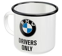 Nostalgic-Art Taza esmaltada retro, 360 ml, Official License Product (OLP), BMW - Drivers Only - Idea de regalo para fans de BMW, taza para camping, diseño vintage