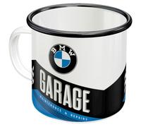 Nostalgic-Art Taza esmaltada retro, 360 ml, Official License Product (OLP), BMW - Garage - Idea de regalo para fans de BMW, taza para camping, diseño vintage