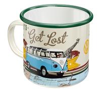 Nostalgic-Art Taza esmaltada retro, Bulli T1 - Get Lost - Idea de regalo de furgoneta Volkswagen, Copa para camping, diseño vintage con frase, 360 ml