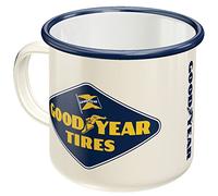 Nostalgic-Art Taza esmaltada retro, Goodyear - Logo - Idea de regalo para fans a coches y motos, Copa para camping, diseño vintage con frase, 360 ml