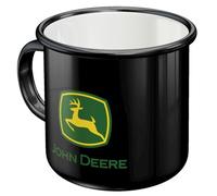 Nostalgic-Art Taza esmaltada retro, John Deere - Logo Black - Idea de regalo para amante a tractore, Copa para camping, diseño vintage, 360 ml