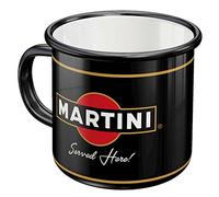 Nostalgic-Art Taza esmaltada retro, Martini - Served Here - Idea de regalo para aficionados a cócteles, Copa para camping, Diseño vintage, 360 ml