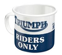 Nostalgic-Art Taza esmaltada retro, Triumph - Riders Only - Idea de regalo para amantes de coches, Copa para camping, Diseño vintage, 360 ml