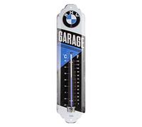 Nostalgic-Art Termómetro analógico BMW - Garage - Regalo para los Aficionados a los Accesorios de Coches, de Metal, Diseño Vintage, 6,5 x 28 cm