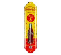 Nostalgic-Art Termómetro analógico Coca-Cola - In Bottles Yellow - Idea de Regalo Aficionados a la Coke, de Metal, Multicolor, 6,5 x 28 cm