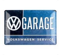 Nostalgic Art Volkswagen VW Garage, Tin Sign 20 x 30 cm Placa Decorativa, Metal, Azul y Blanco