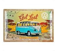 Nostalgic Art VW Bulli Let's Get Lost - Placa Decorativa, Metal, 40 x 60 cm, Multicolor