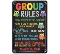 Nostalgic Owl Group Rules Metal Sign For Farmhouse Cottage Cabin Shed Barn Wall Art 8 X 12 in