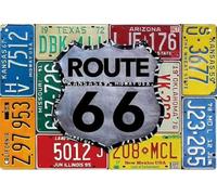 Nostalgic Route 66 License Plate Metal Sign for Bar Cafe Garage Man Cave Wall Decor 8 X 12 in