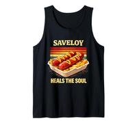 Nostálgico Británico Chippy Comida Saveloy Cura El Alma Camiseta sin Mangas