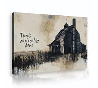 Nostálgico cuadro rústico granja con impresión lienzo granja arte mural rústico granero con No hay lugar como el cartel ilustración en acuarela cita en casa para el marco interior dormitorio 65x98cm